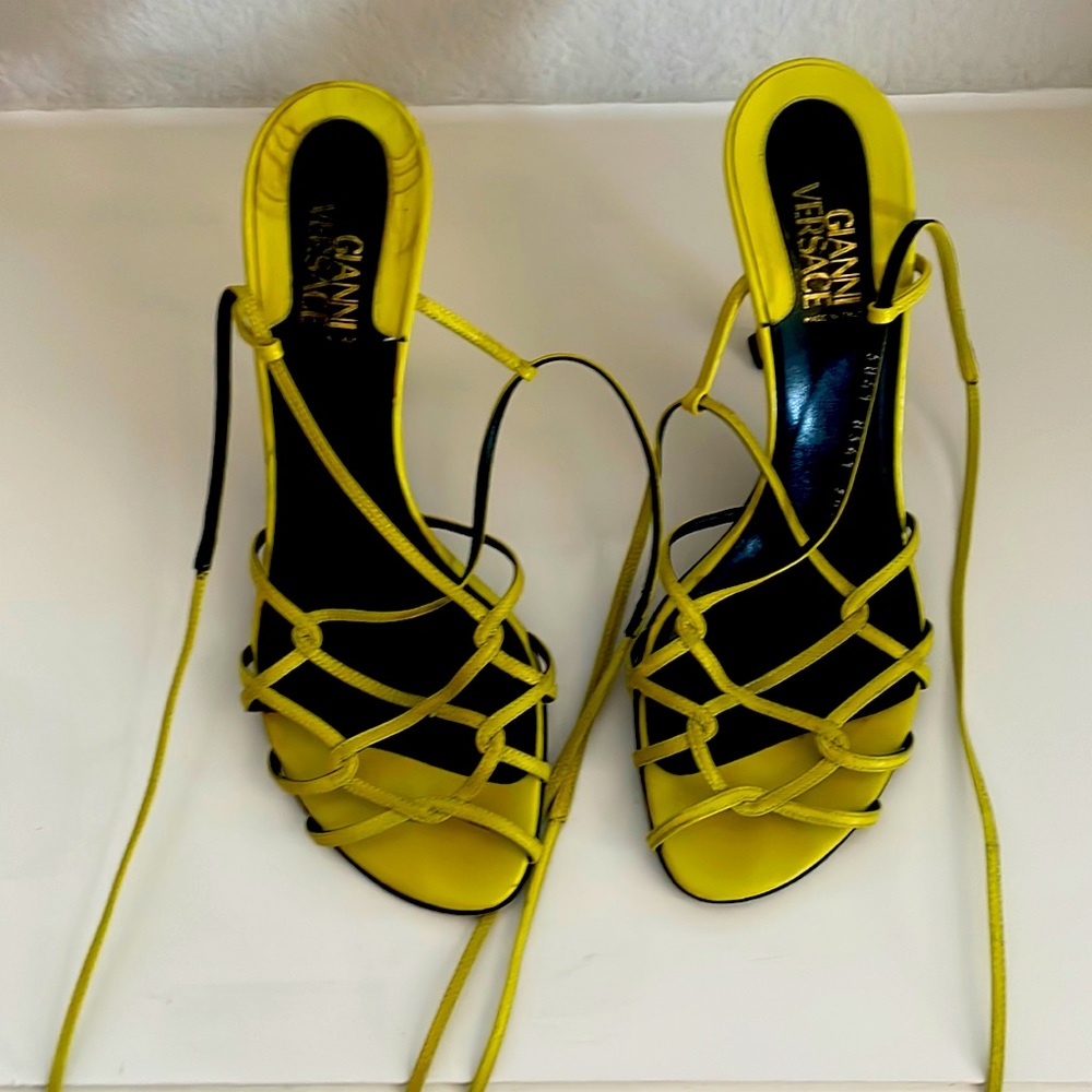Authentic Gianni Versace Yellow strap sandals